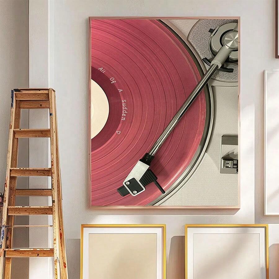 Vintage Pink Audio Player Retro Music Aesthetic Canvas Poster 
