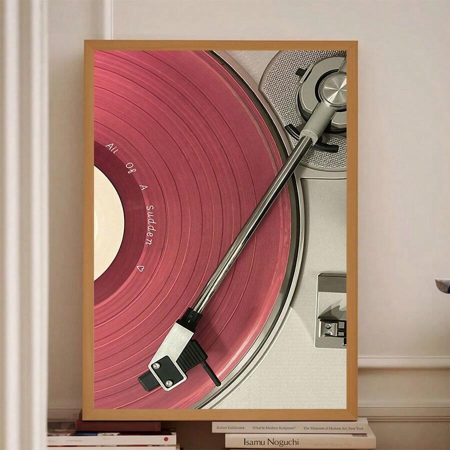 Vintage Pink Audio Player Retro Music Aesthetic Canvas Poster 