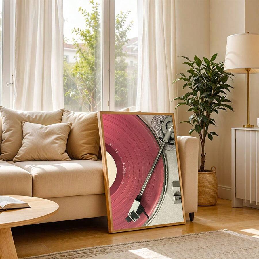 Vintage Pink Audio Player Retro Music Aesthetic Canvas Poster 