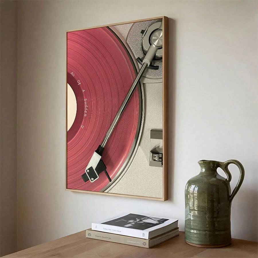 Vintage Pink Audio Player Retro Music Aesthetic Canvas Poster 