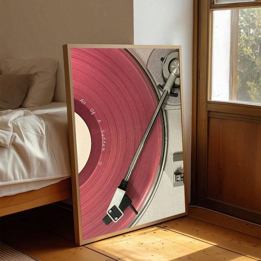 Vintage Pink Audio Player Retro Music Aesthetic Canvas Poster 