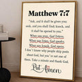 Vintage Matthew 7:7 Christian Scripture Faith & Prayer Canvas Poster