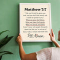 Vintage Matthew 7:7 Christian Scripture Faith & Prayer Canvas Poster