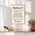 Vintage Matthew 7:7 Christian Scripture Faith & Prayer Canvas Poster