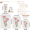 Carnation canvas size guide showing four unframed print dimensions