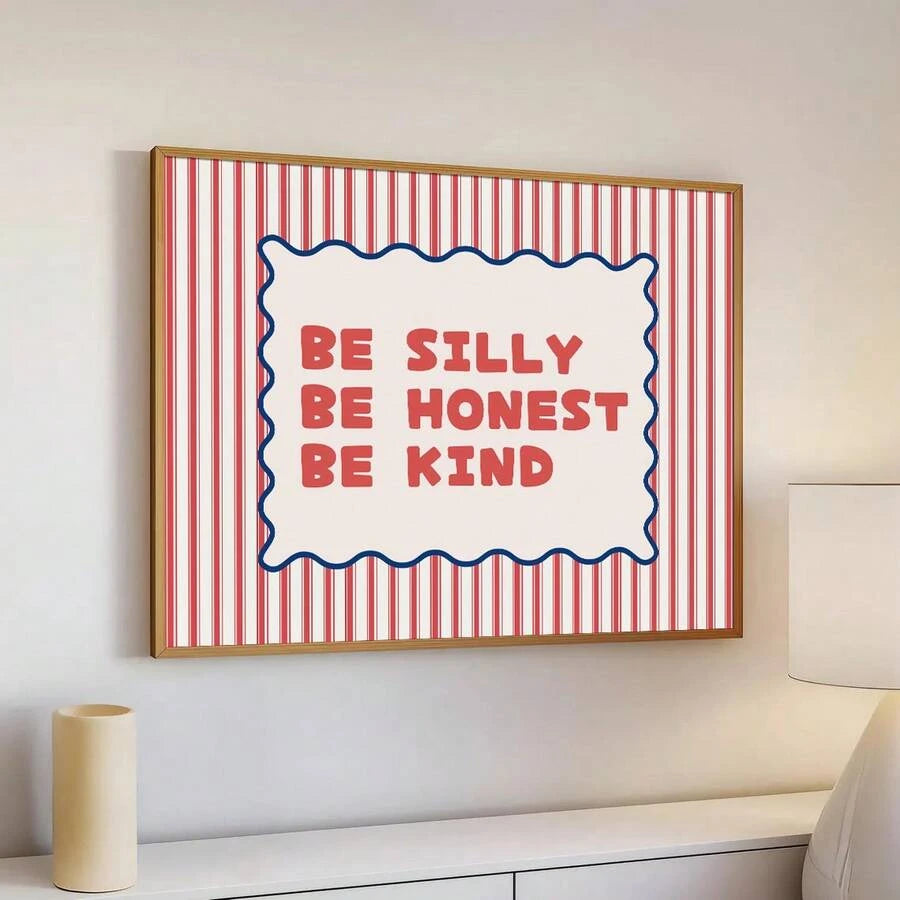 Positive quote wall art in gold wood look frame