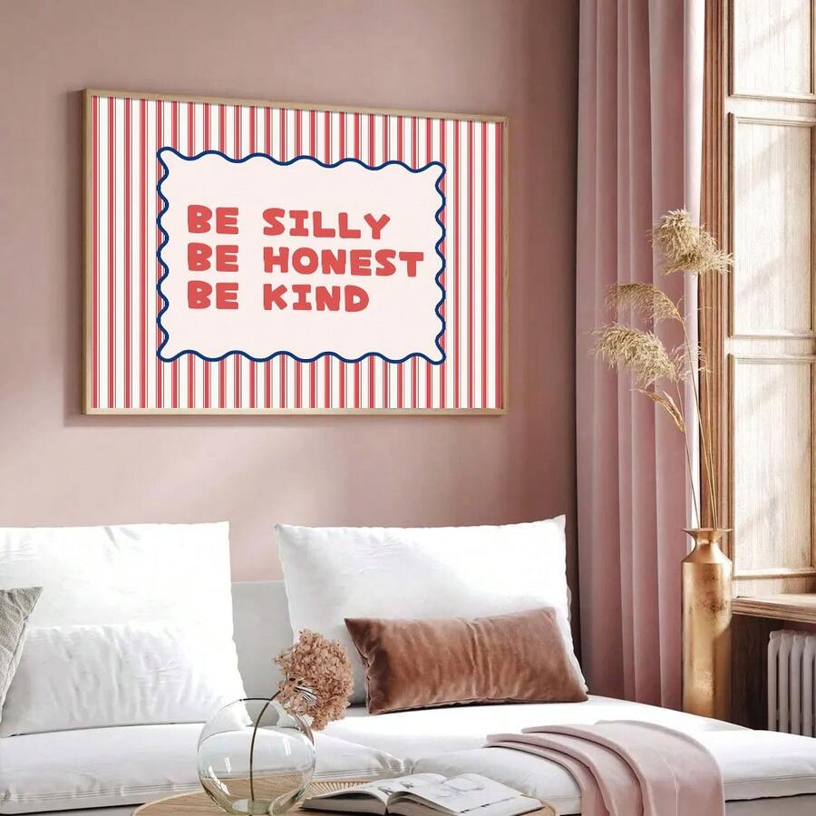 Retro red stripe motivational poster for bedroom decor