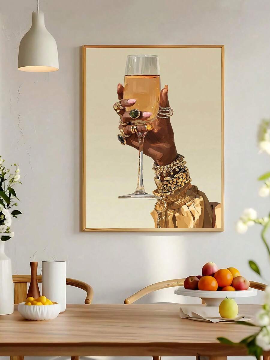 Home bar print framed mockup with amber cocktail colors and modern luxury style