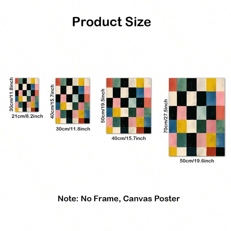 Colorful Abstract Geometric Checkerboard Grid Canvas Poste