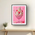 Girly Pink Glitter Ice Cream Sundae Sweet Dessert Cute Aesthetic Canvas Poster 