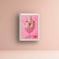 Girly Pink Glitter Ice Cream Sundae Sweet Dessert Cute Aesthetic Canvas Poster 