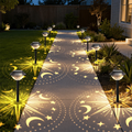 Solar projector light product graphic with panel top transparent shade and ground stake