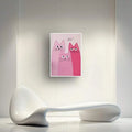 Minimal pink cat print in silver frame