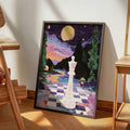 Surreal Starry Night Galaxy Queen Chess Piece Canvas Poster