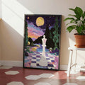 Surreal Starry Night Galaxy Queen Chess Piece Canvas Poster