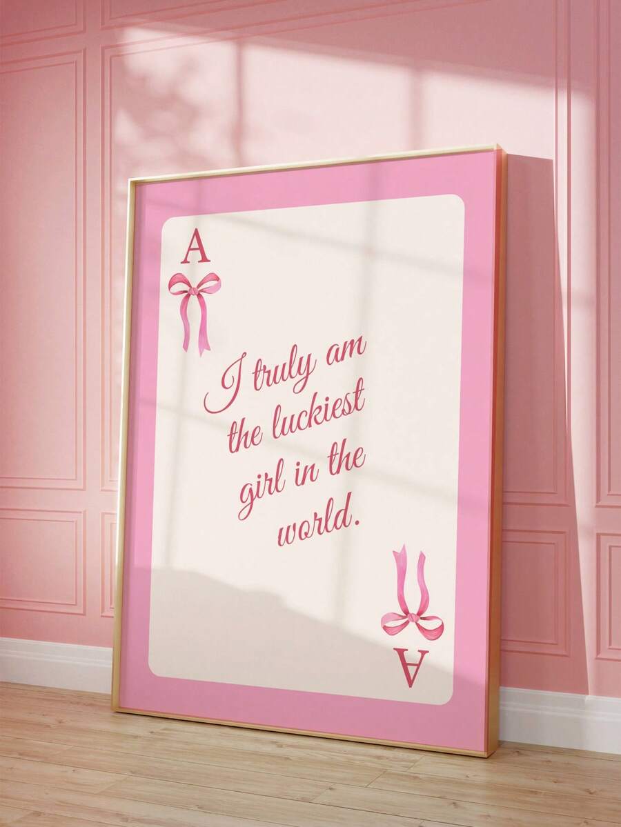 Pink Cute Bow & Cherry Pattern Girly Style Canvas Poster Set