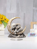 Acrylic 2D crescent moon elephant sign on oval stand base.