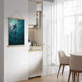 Ocean wall art framed option with turquoise aqua dark blue underwater print