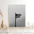 Patriotic flag print in a black frame for a modern entryway