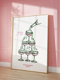 Champagne tower print with Il dolce far niente text