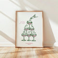 Green line art champagne pyramid canvas wall art