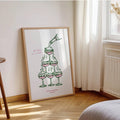 Minimalist coupe glass poster with pink and green details