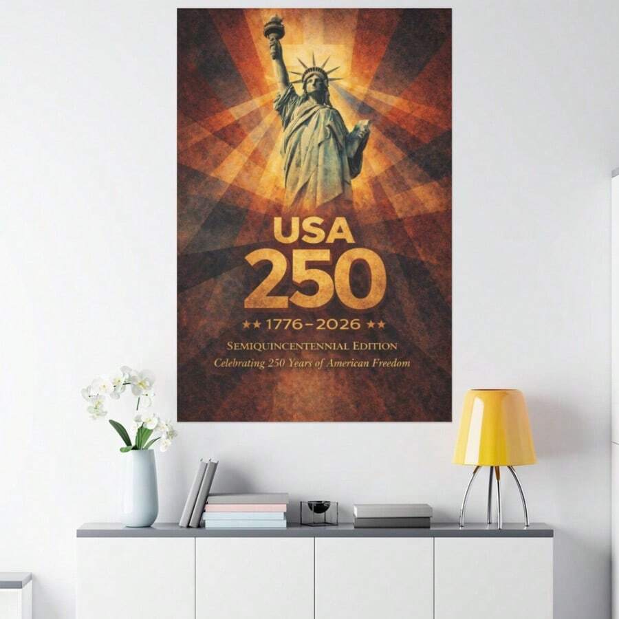 Front view 1 of 250th Anniversary Freedom Commemorative Poster, Retro Flag Decoration, Patriotic Print from Jose Collections