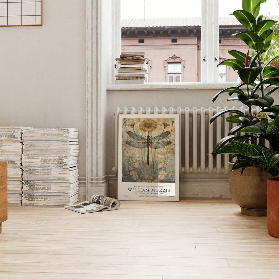 Dragonfly canvas poster under window
