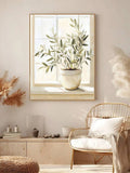 Vintage forest canvas print with pink blossoms
