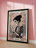 Espresso themed skeleton mother art print in vintage occult style