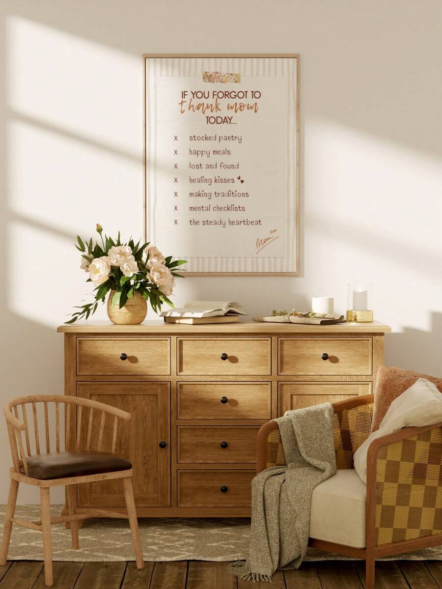 Farmhouse Mom gift decor in cream and beige