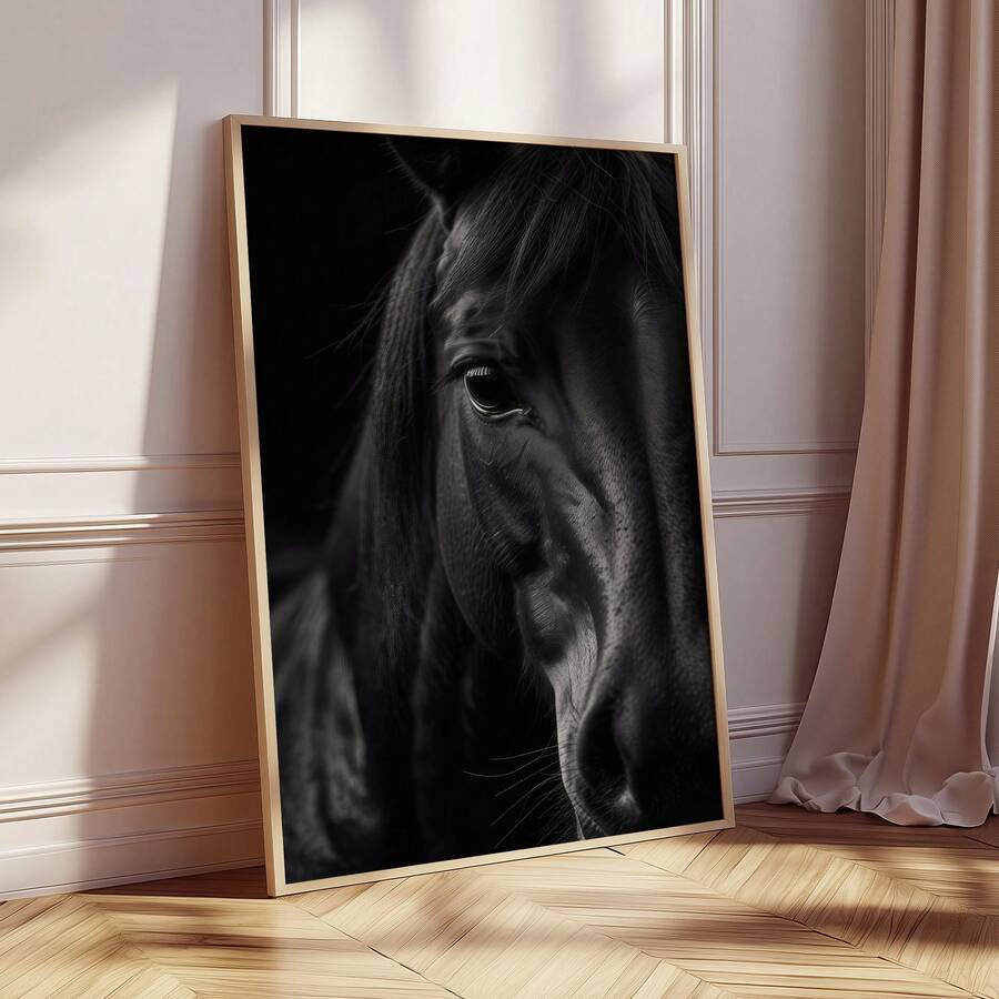 Horse lover canvas decor in a bright minimalist room