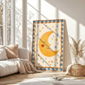 1-2pcs Danish Pastel Smiling Sun & Sleeping Moon Canvas Poster Set