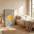 1-2pcs Danish Pastel Smiling Sun & Sleeping Moon Canvas Poster Set