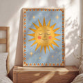 1-2pcs Danish Pastel Smiling Sun & Sleeping Moon Canvas Poster Set