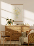 Yellow Buttercup & Blue Floral Striped Vintage Canvas Poster