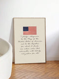 Patriotic Pledge of Allegiance wall art displayed in neutral room mockup