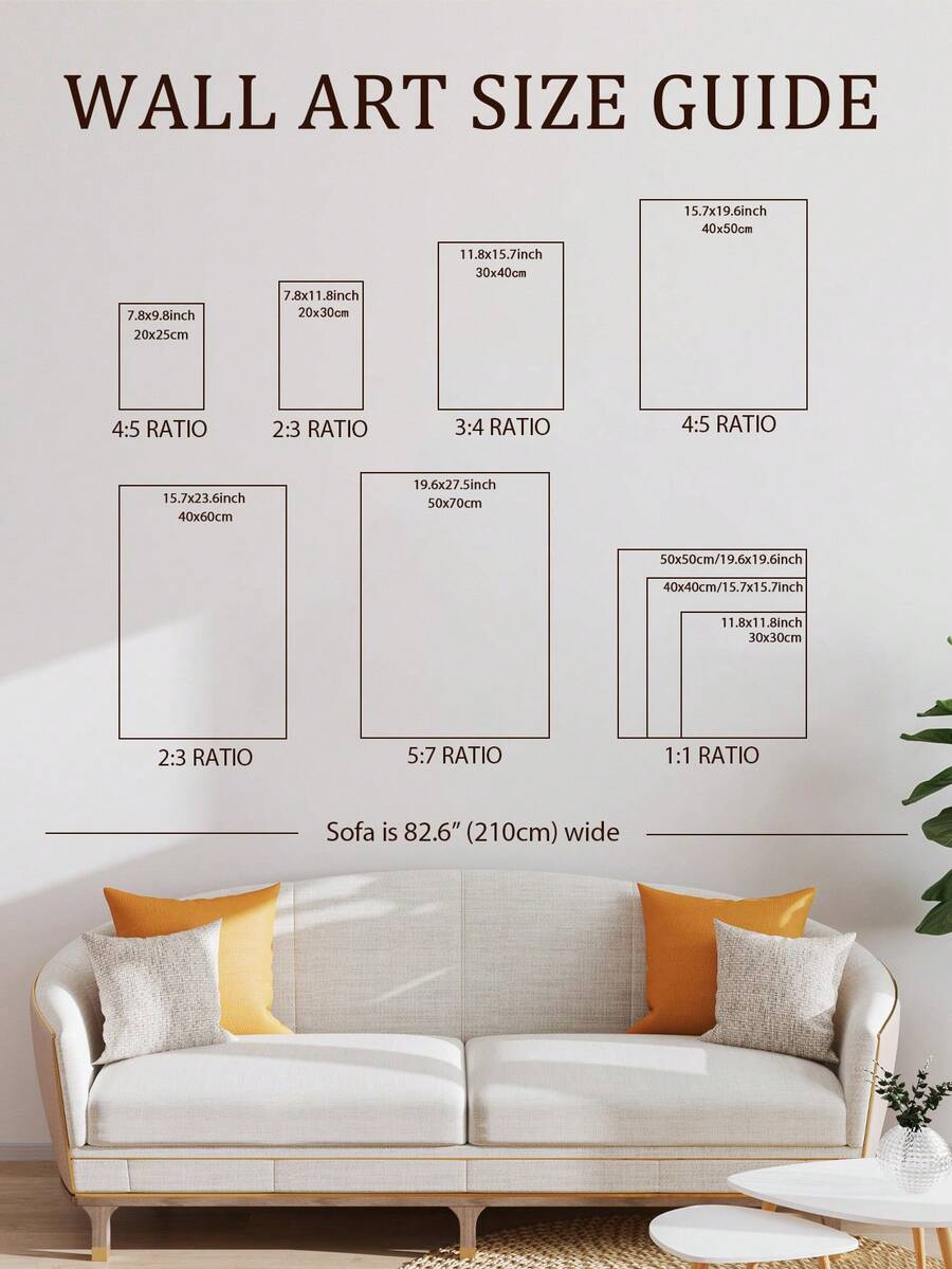 Wall art size guide showing scale options for patriotic canvas print