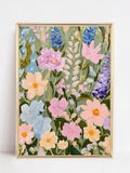 Botanical poster close-up framed wall shot with sage background stems and flowers
