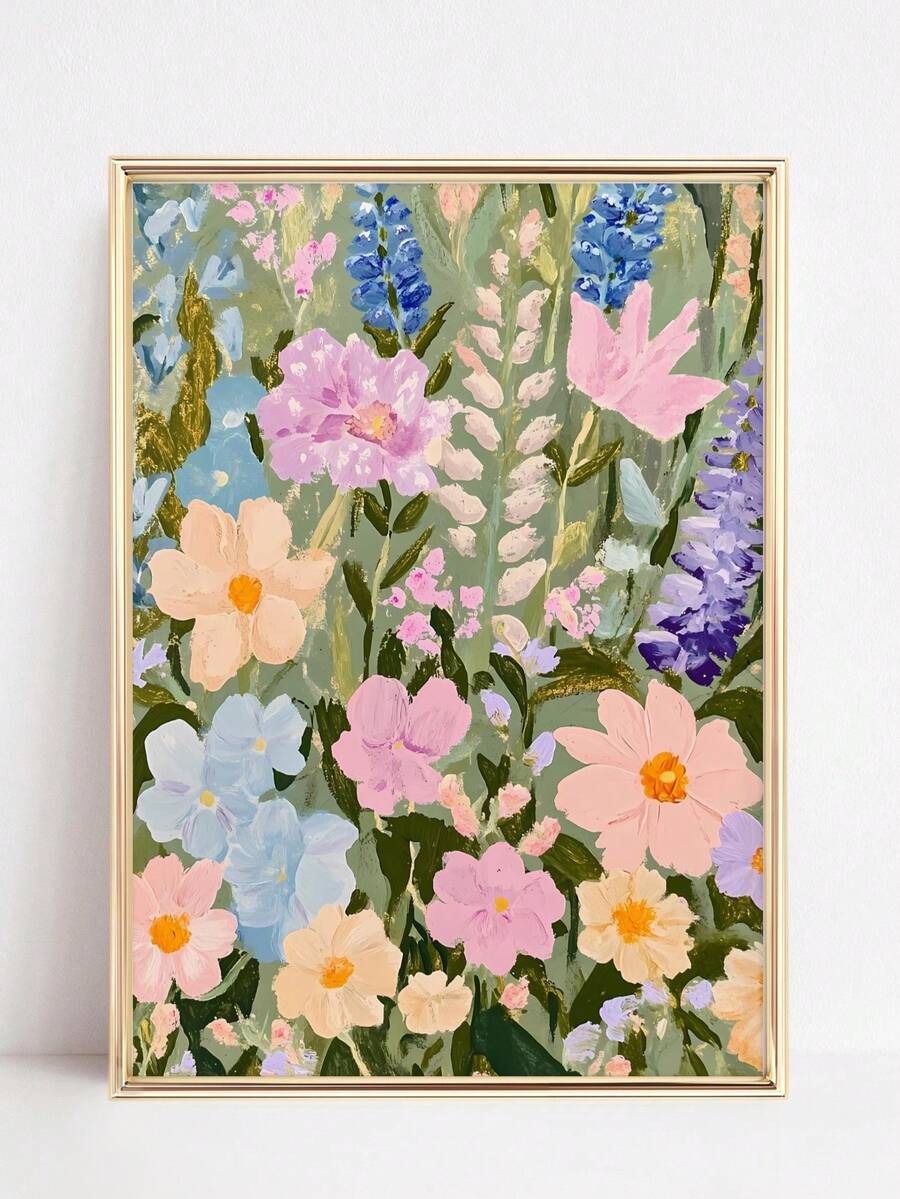 Botanical poster close-up framed wall shot with sage background stems and flowers