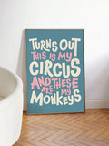 Blue pink wall art for office family room dorm playroom or casual workspace decor