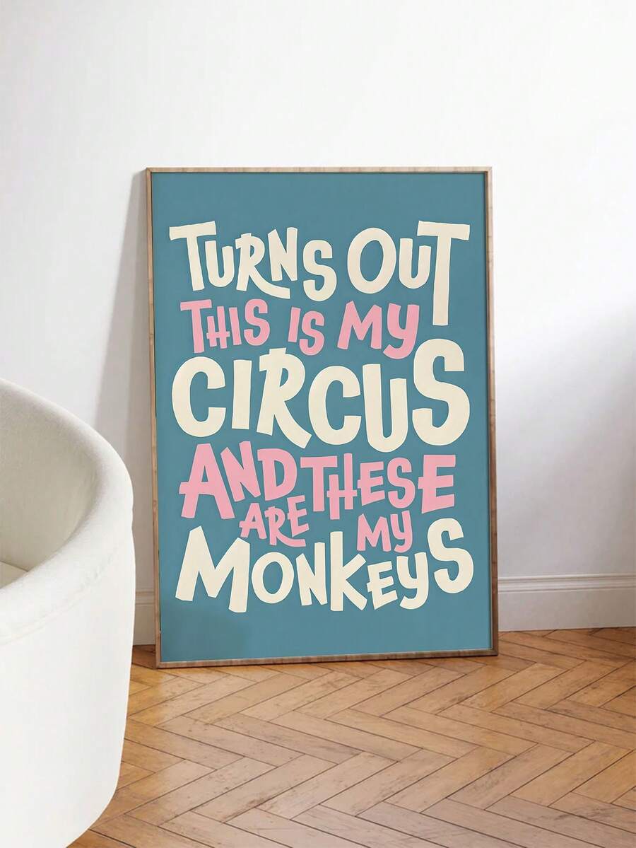 Blue pink wall art for office family room dorm playroom or casual workspace decor