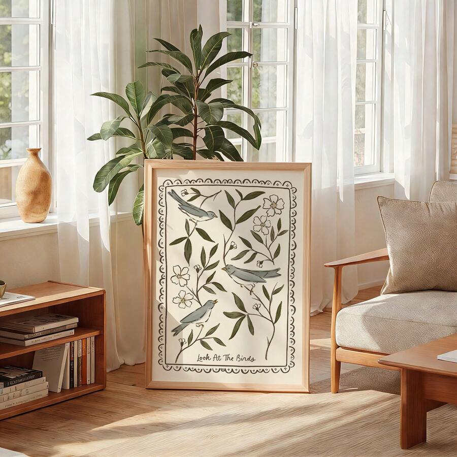 Lifestyle view 6 of 3pcs Vintage Lily Of The Valley & Birds Canvas Print, Folk Bird Scripture Wall Art, Farmhouse Floral Gifts from Jose Collections