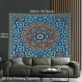 Boho geometric wall hanging displayed above sofa in living room decor