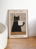 More Espresso Less Depresso cat poster with mirrored canvas edges