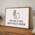 Bathroom wall art mockup with minimalist line drawing and humor message