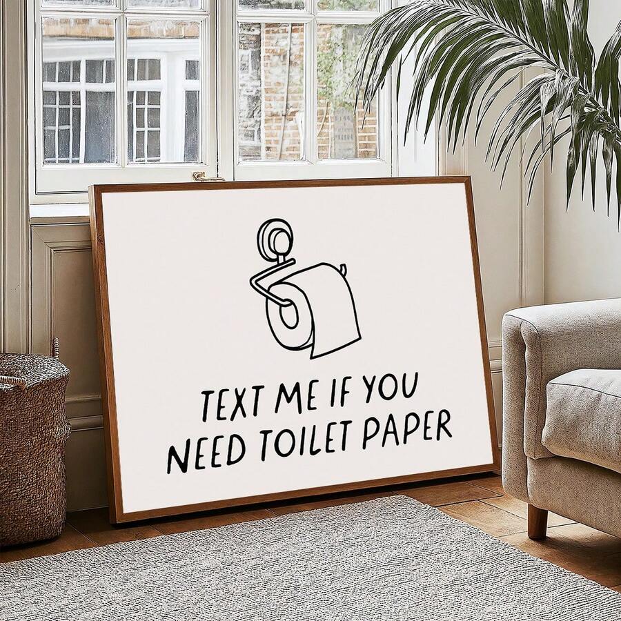 Powder room art preview with framed restroom humor poster