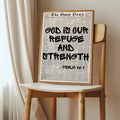 Inspirational faith print with brush typography and vintage newspaper layout