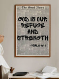 Psalm 46:1 God is our refuge Christian newspaper style poster in wood frame
