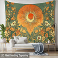 Art nouveau sun moon tapestry styled with plants in boho room decor